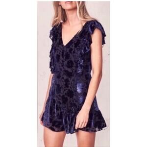 LoveShackFancy Alanis V-Neck Velvet Mini Dress